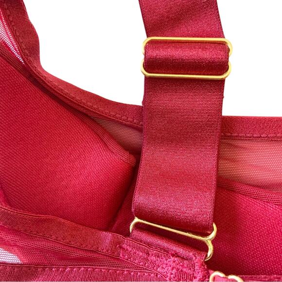House of Desire Premium Devon Mesh Bra & Panty Set Red Crisscross Medium NEW - Picture 11 of 15